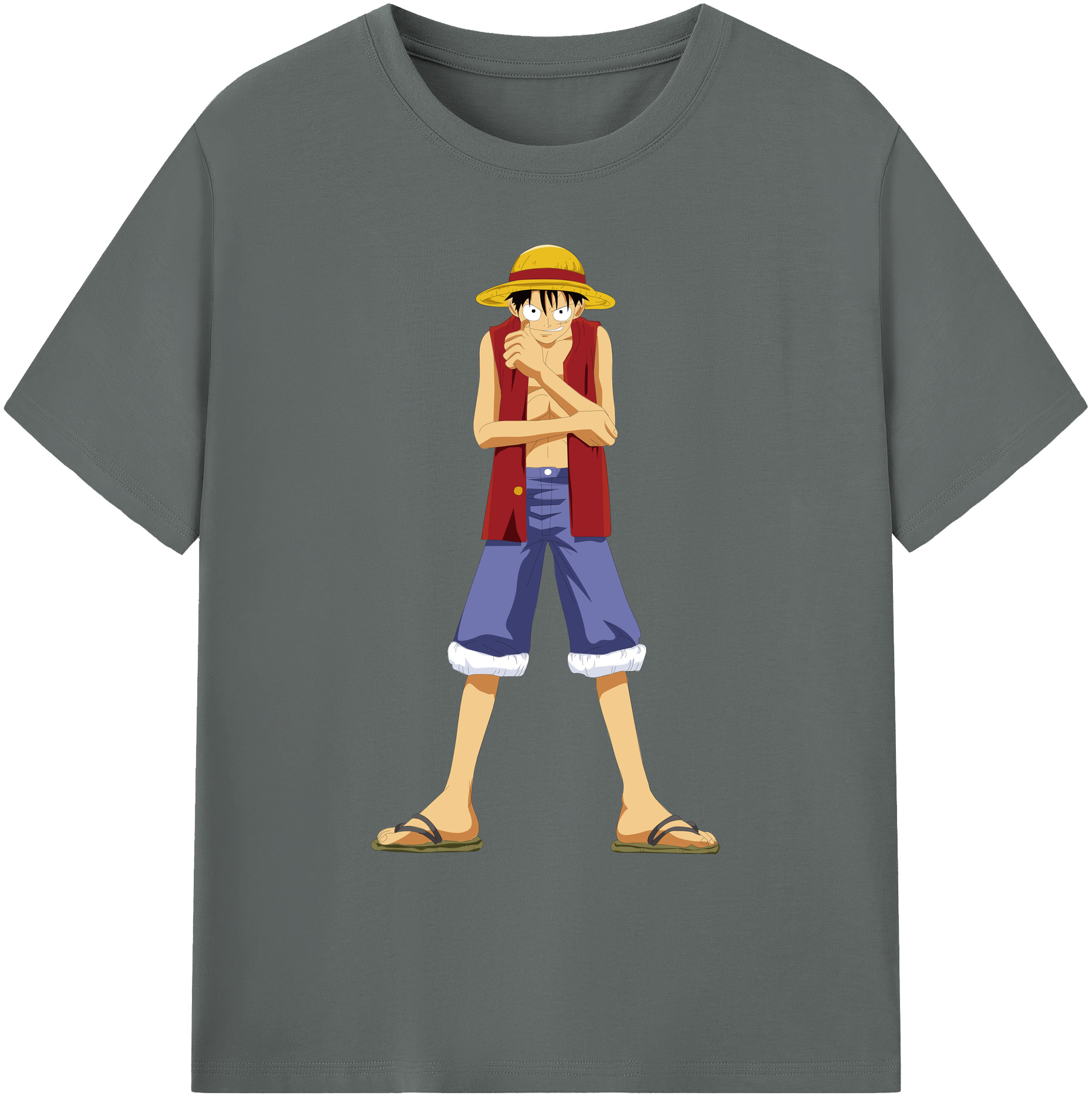 ワンピース モンキー・D・ルフィ ONE PIECE Monkey D. Luffy 綿100％ メンズ半袖Tシャツ｜肌触りやわらか＆通気性